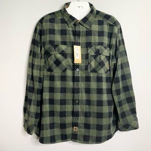 LEGENDARY WHITETAILS Night Forest Plaid Navigator Fleece L/S Button Down Shirt